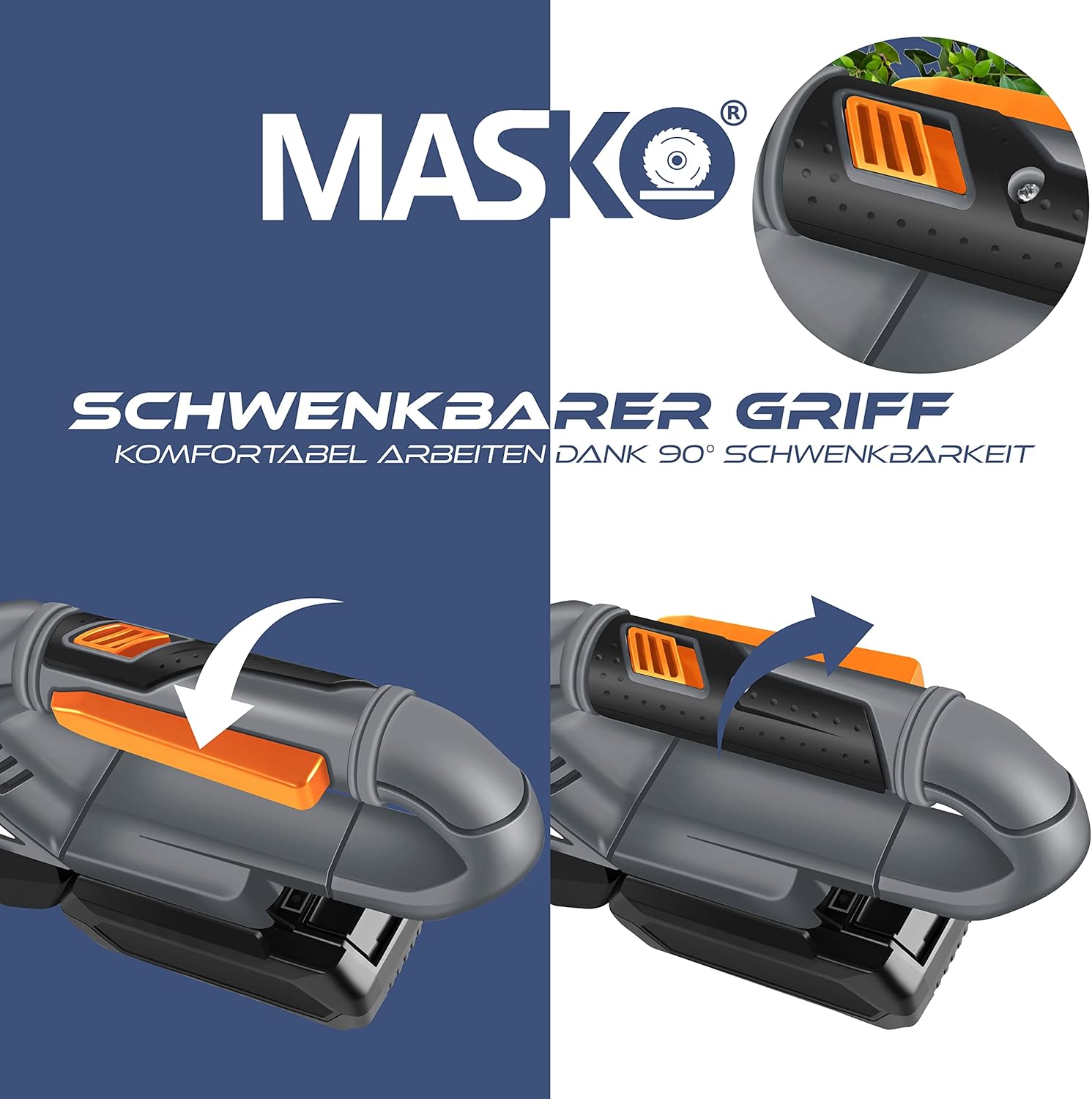 MASKO® Accu Heggenschaar - 57cm snijlengte - Grijs