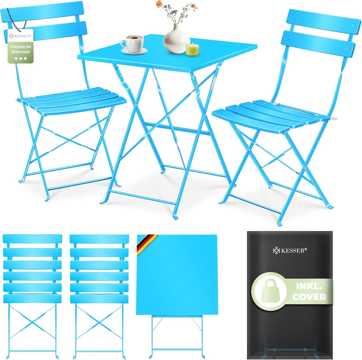 KESSER® Bistroset 2 Persoons - Tuinstoelen - Tuinset - Blauw