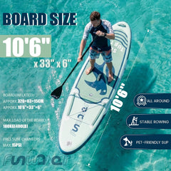 FunWater Stand Up Paddling Board 320 cm- SUP voor 2 personen/gezinnen, met complete accessoires, dubbellaags pvc, beginnersvriendelijk, opblaasbaar paddleboard voor volwassenen en beginners