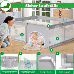 Grondbox - Baby box - Kinderbox - Babybox - Speelbox - 200x180 cm - Grijs - SUBTLETY