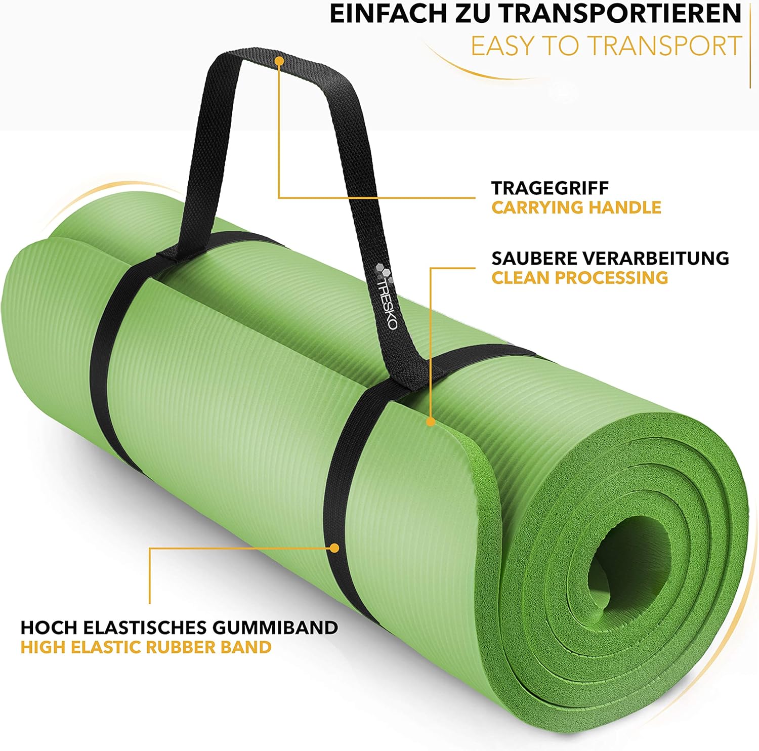 TRESKO® Yoga Mat Extra Dik - 185x60cm - Antislip - Groen