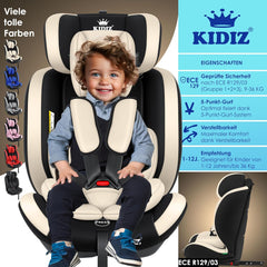 KIDIZ® Autostoeltje - 5-punts veiligheidsgordel - Beige