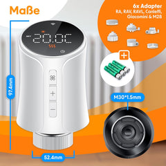 KESSER® Radiatorthermostaat, wifi, verwarmingsthermostaat, wifi met Smart Home App bediening, thermostaat Alexa, Google Assistant met 6 radiatorventielen, energie en kosten besparen