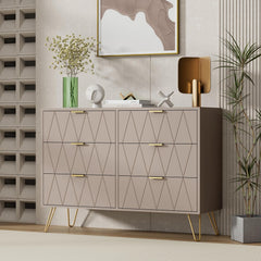 UEV Commode met 6 schuifladen 100x34x73cm opbergkast voor kleding documenten speelgoed veel opbergruimte sideboard smal voor woonkamer slaapkamer kantelbeveiliging eenvoudige montage (moka) | für Kleidung Dokumente Spielzeug, modernes Sideboard schmal mit