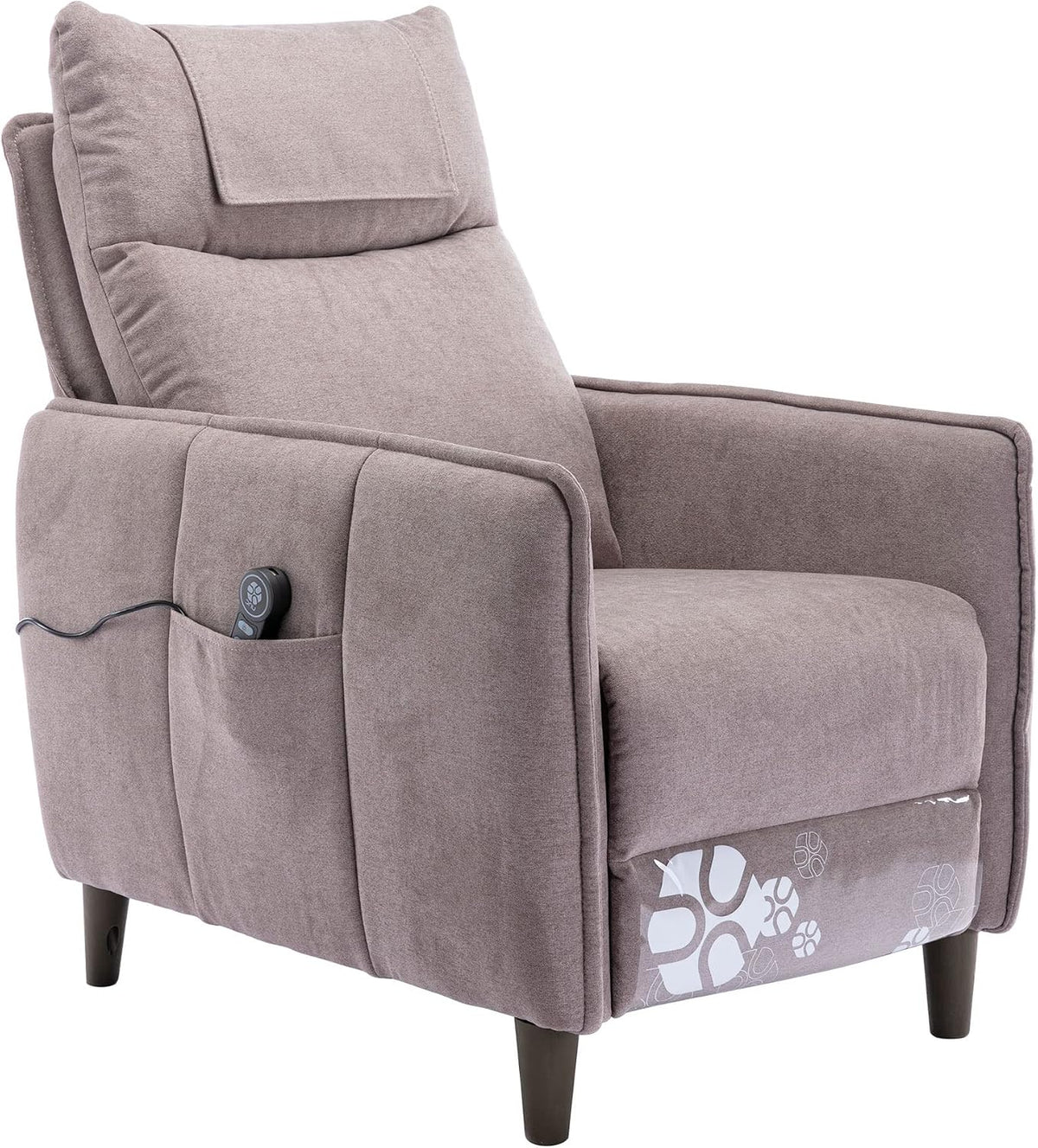 HPIV Relaxstoel met ligfunctie, vibratiemassagefunctie, lichte warmtefunctie, USB-aansluiting, massief houten voeten, verborgen voetensteun, televisiestoel, tv-stoel, massagestoel, ruststoel, bruin
