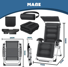 Tuinstoel - Ligstoel - Verstelbaar - Opvouwbaar - Zwart - KESSER®