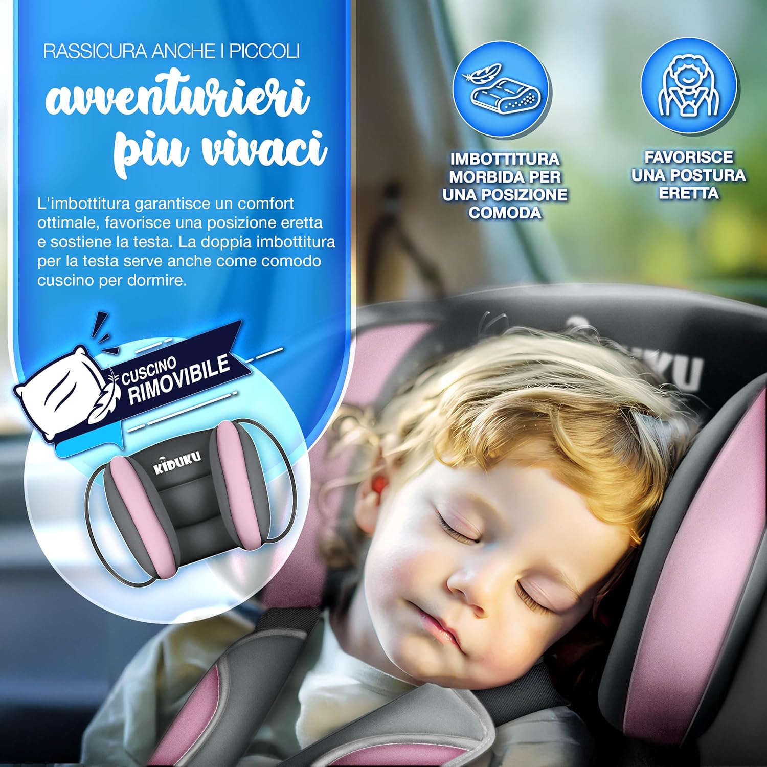KIDUKU® Autostoeltje - Kinderzitje - Veiligheidsgordel - Grijs