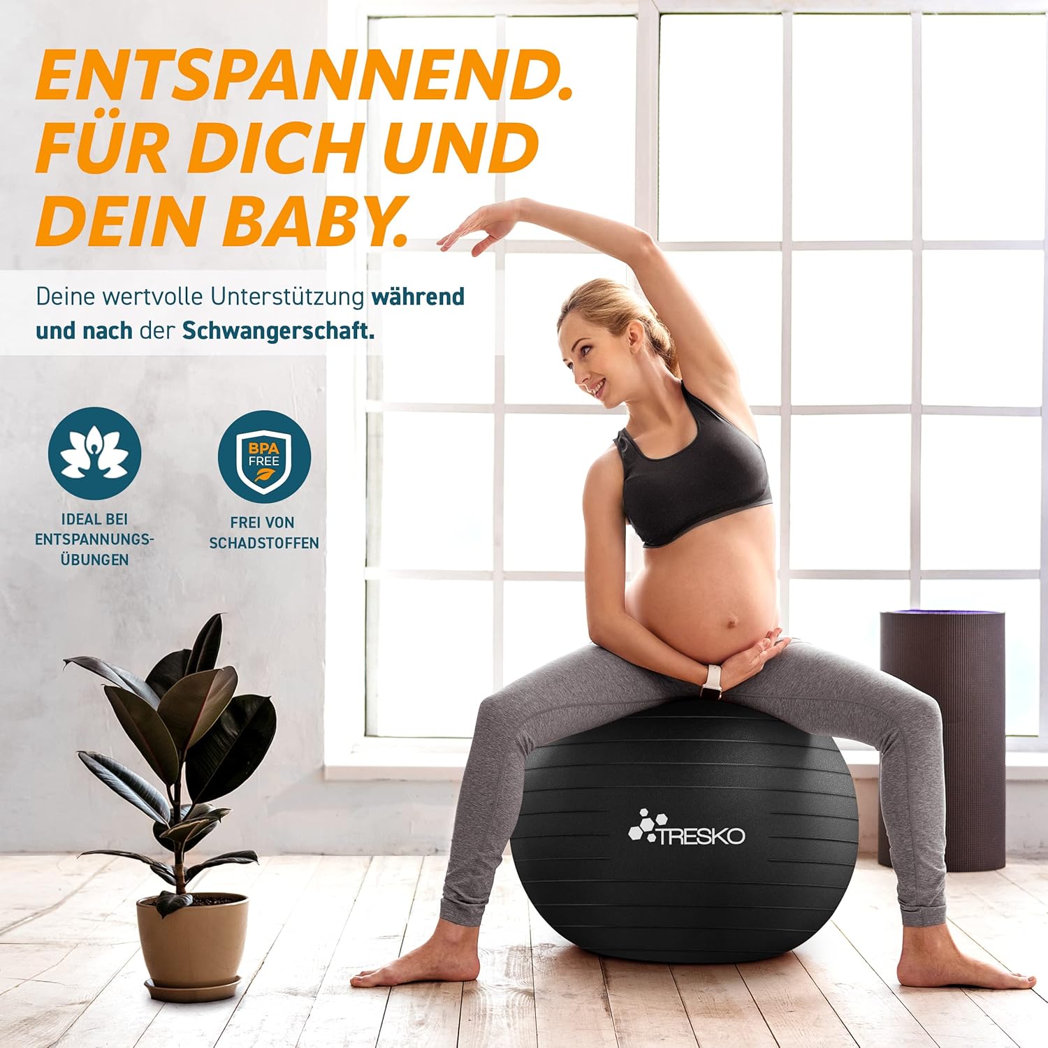 Fitness bal - Yoga bal - Pilates bal - Zwangerschapsbal - 65cm - Zwart
