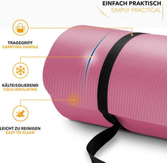 Yogamat - Fitness mat - Sportmat - Yoga mat extra dik - Roze - TRESKO