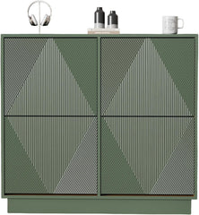 UEV Schoenenkast met 4 kleppen, smal, drukdeuropener, push-to-open, schoenenkast met kantelbeveiliging, schoenenkast voor woonkamer, slaapkamer, hal, ruimtebesparend, groen