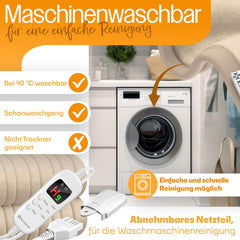 KESSER® Elektrische deken van pluche, 160 x 120 cm, antraciet, TÜV SÜD GS getest, elektrische warmtedeken met timer, automatische uitschakeling, knuffeldeken, deken, 9 temperatuurniveaus, wasbaar tot