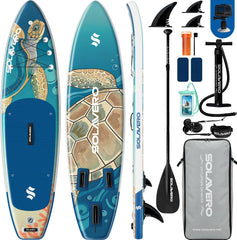 Sup Board - Opblaasbaar Paddle Board - 190kg - Blauw/Bruin - SOLAVERO