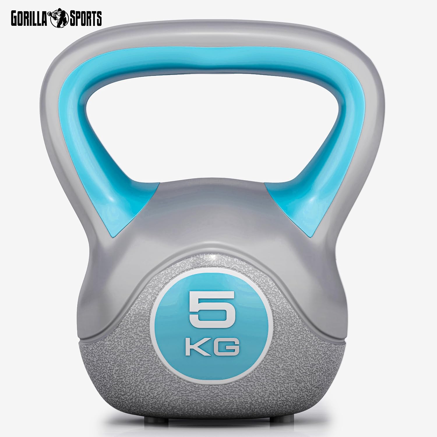 Gorilla Sports Kettlebell Trendy - Kunststof - 5 kg - Grijs - Blauw
