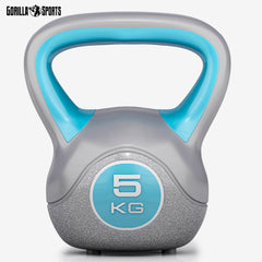 Gorilla Sports Kettlebell Trendy - Kunststof - 5 kg - Grijs - Blauw