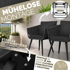 tillvex® Tuinstoel, 1 stuk, weerbestendig, met armleuning, outdoorstoelen tot 160 kg belastbaar, tuinstoelen, uv-bestendig, terrasstoel, fauteuil, tuinmeubelen, terras, balkon, tuin