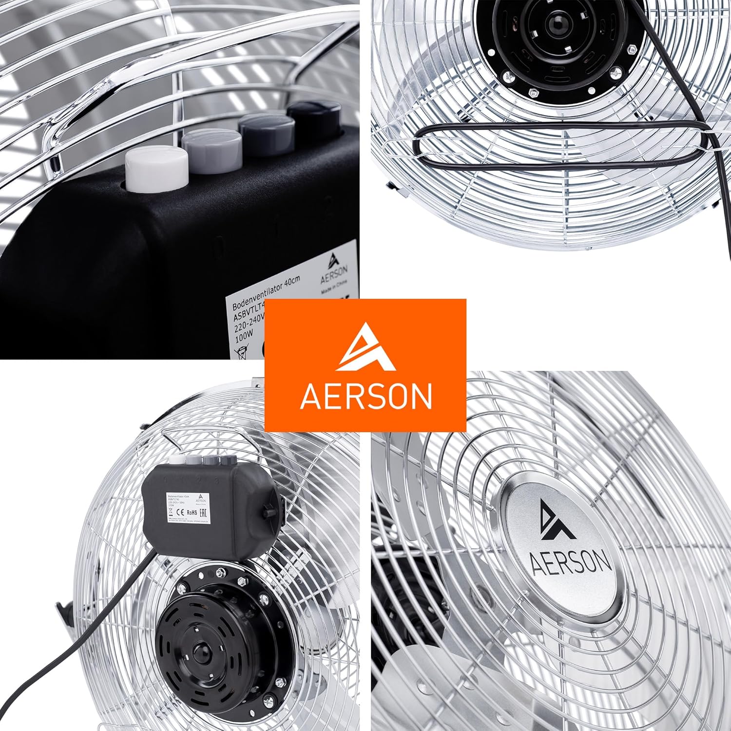 Aerson Vloerventilator - 30cm - 3 standen - 55W - Zilver