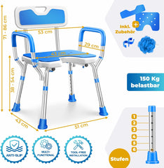 KESSER® Douchekruk - Douchestoel - Verstelbaar - Antislip - Blauw