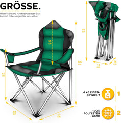 TRESKO® Campingstoel - Visstoel - Vouwstoel - Groen