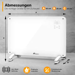 Convectorkachel - Elektrisch - Kachel - Heater - Verwarming - Wit - 2000W - TRESKO