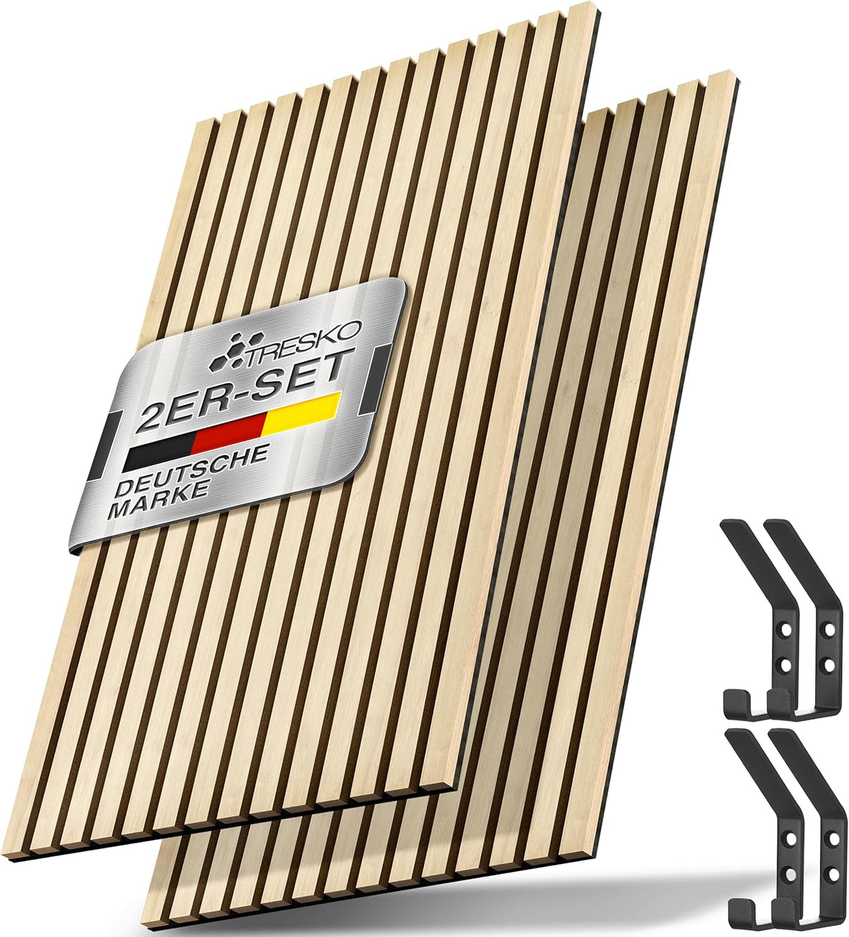 Wandpanelen - Akoestische panelen - Lattenwand - 2 stuks - 120x60 cm - Hout - TRESKO