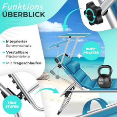 Ligbed - Ligstoel - Zonnebed - Opvouwbaar - Blauw - KESSER®