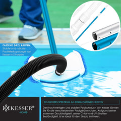 KESSER® Zwembadslang 10 m / Ø 38 mm | zwembadslang met | zonne-slang voor zwembad | zuigslang | pompslang | flexibele waterslang incl. slangklemmen en -verbinding | zwart