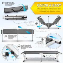 Veldbed - 1 Persoons - Kampeerbed - Stretcher - Grijs - TRESKO®