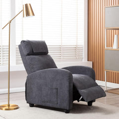 HPIV Relaxstoel, televisiestoel met ligfunctie, massagefunctie, warmtefunctie, massagestoel met afstandsbediening, ruststoel, stof, ligstoel, grijs