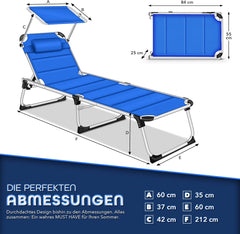 Ligbed - Ligstoel - Zonnebed - Opvouwbaar - Blauw - Tillvex®