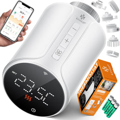 KESSER® Radiatorthermostaat, wifi, verwarmingsthermostaat, wifi met Smart Home App bediening, thermostaat Alexa, Google Assistant met 6 radiatorventielen, energie en kosten besparen