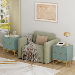 Nachtkastje set van 2 - Bijzettafel - Opbergkastje - 56,5x56x33x5 cm - Groen - UEV