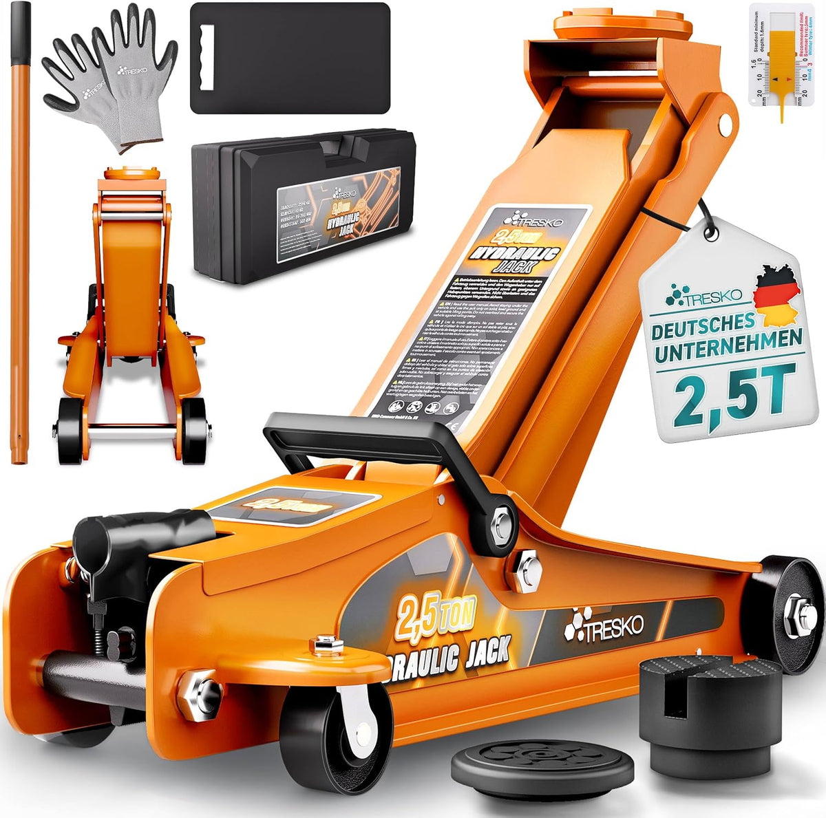 Autokrik - Garagekrik - Hydraulische krik - 2,5 Ton - Oranje - TRESKO