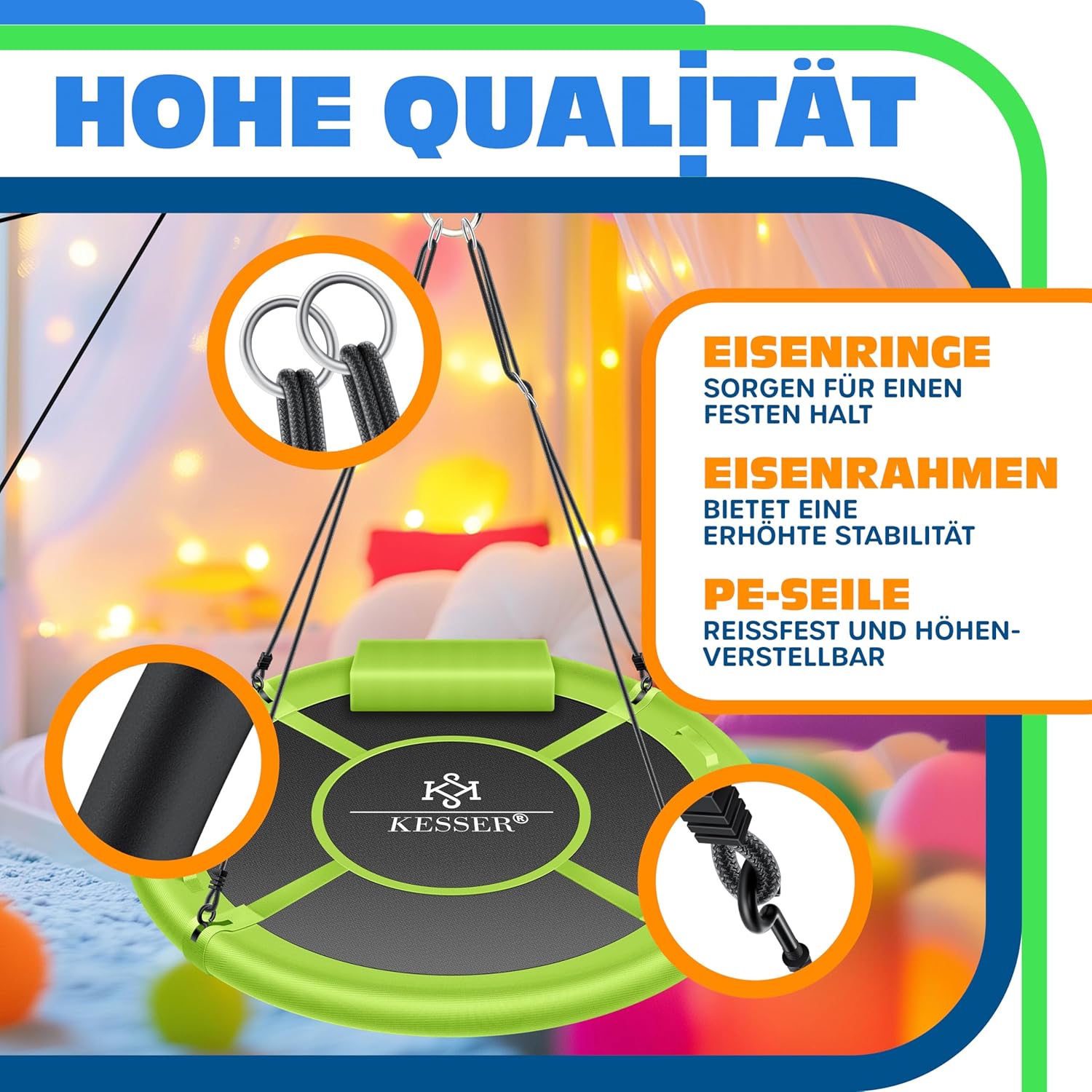 KESSER® Hangschommel - Nestschommel - Ø120cm - Groen
