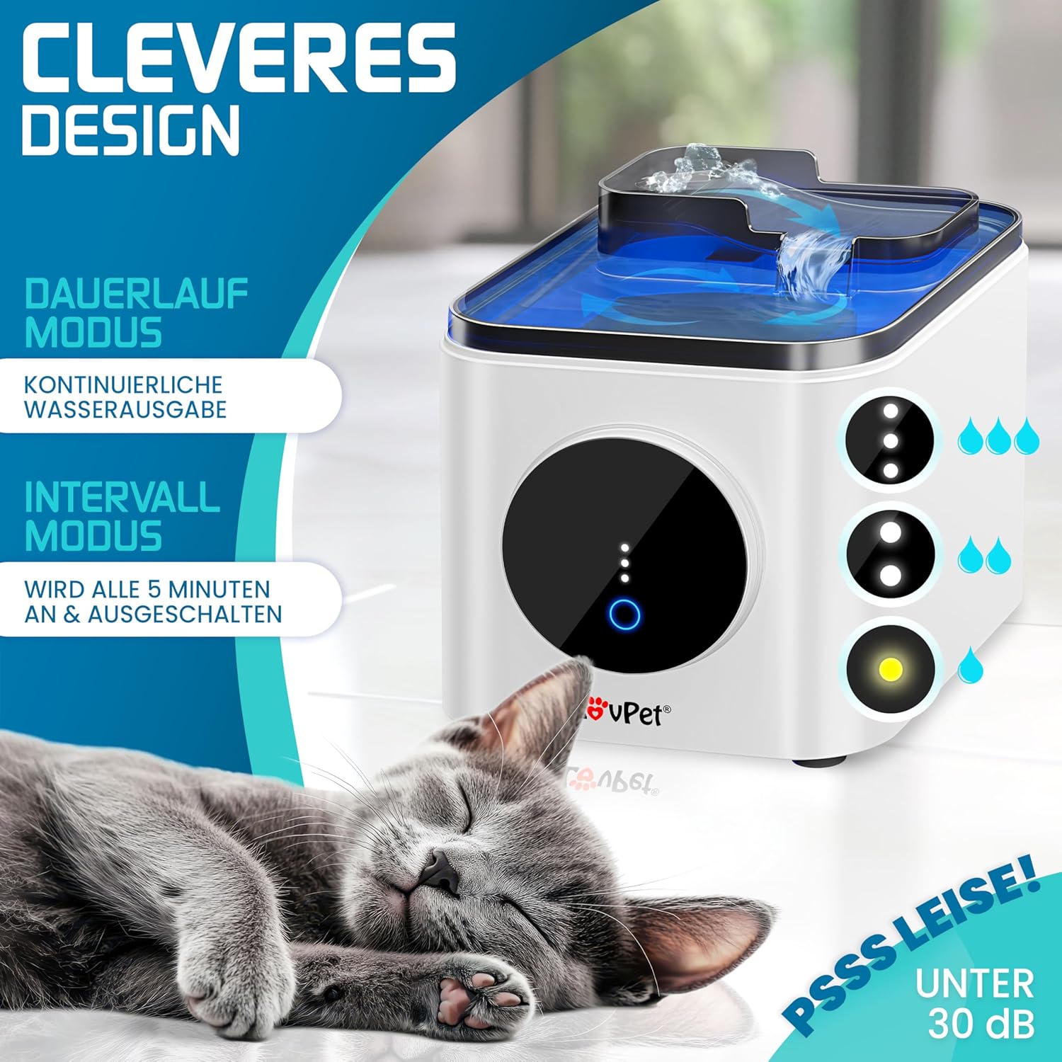 LOVPET® Kattenfontein -Drinkfontein voor katten - 3,5L - Wit