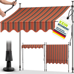 Klemluifel - Balkon luifel - Verticale luifel - 250 cm - Oranje/Antraciet - Tillvex®