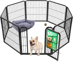 FXW Homeplus puppyuitloop voor binnen, 60 cm, 8-delig, half open, eenvoudige montage, drempelloze poort, uitbreidbaar, voor puppy's en kleine honden
