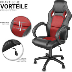 Ergonomische Bureaustoel -  Office Chair - Gamestoel - Volwassenen - Rood/Zwart - TRESKO