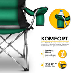 TRESKO® Campingstoel - Visstoel - Vouwstoel - Groen