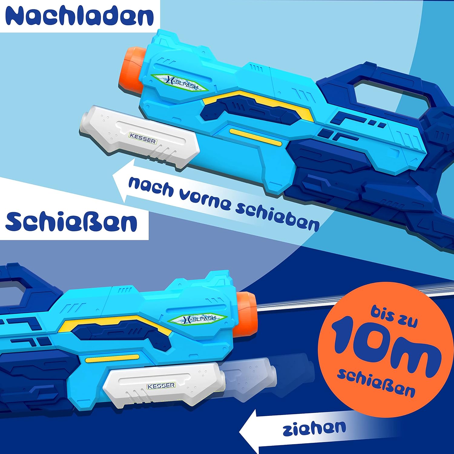 KESSER® Waterpistool - Set van 2 - Bereik 10-11 meter - Blauw •