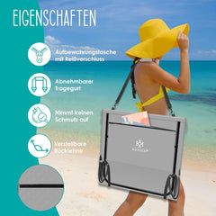 KESSER® Set van 2 opvouwbare strandmatten, met verstelbare rugleuning, draagriem, waterdichte tas en opslag, opvouwbare ligstoel voor strand, tuin en terras, elk 130 kg belastbaar