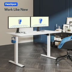 FLEXISPOT zit- en sta-bureau, eendelig blad 100x60cm, elektrisch in hoogte verstelbaar bureau, bedieningspaneel met geheugenfuncties, eenvoudige montage, telewerkbureau (zwart + zwart)