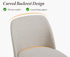 Ya-Home Set van 4 eetkamerstoelen van hout, keukenstoel van linnen, beige