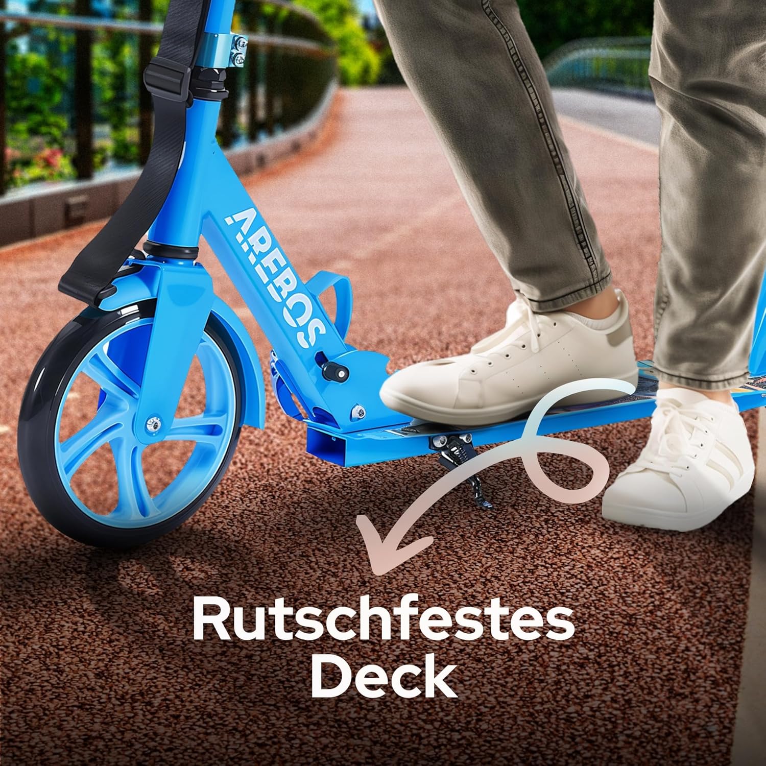 Arebos City Scooter, Hoogteverstelbaar | Opvouwbaar | Inclusief draagriem | XXL wielen | Kickrem | Voor kinderen en volwassenen | Draagvermogen tot 100 kg | Kickstep | Kickstep
