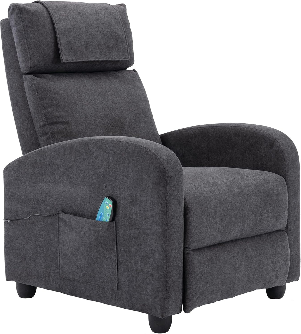HPIV Relaxstoel, televisiestoel met ligfunctie, massagefunctie, warmtefunctie, massagestoel met afstandsbediening, ruststoel, stof, ligstoel, grijs
