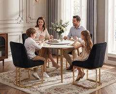 chairus Eetkamerstoelen, fluweel, metalen poten, gestoffeerd, modern, set van 2,  bekleding, metalen poten, gewatteerd, modern design, voor keuken, eetkamer, woonkamer, zwart