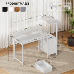 Gaming bureau - Gaming desk - Gaming tafel - 112x50 cm - Wit - HLONONE