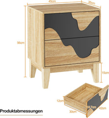 Nachtkastje set van 2 - Bijzettafel - Opbergkastje - 56x45x35 cm - Bruin/Zwart - UEV