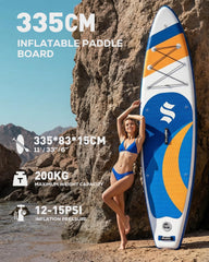 Sup Board - Opblaasbaar Paddle Board - 200 kg - Wit/Blauw - SOLAVERO •