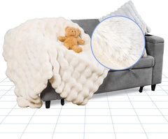 FLEXISPOT Knuffeldeken, dikke bankdeken, bankdeken, 150 x 150 cm, XL, wollige woondeken, witte deken, gezellige sprei voor bed