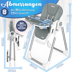 Kinderstoel - Babystoel - Verstelbaar - 0-36 maanden - Grijs - KIDUKU